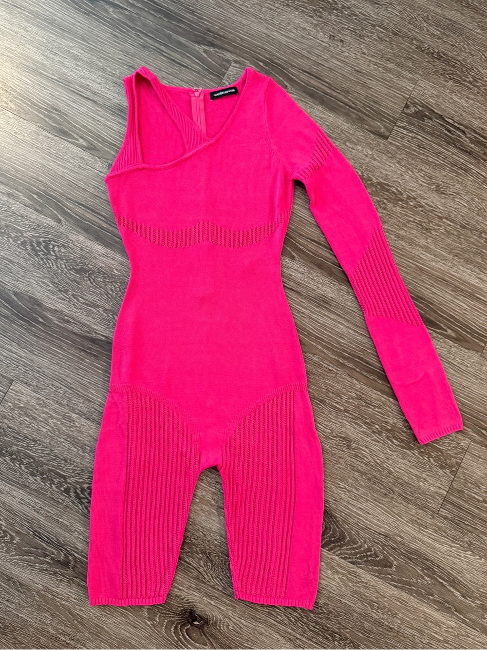 Manière De Voir Knitted Contour One Sleeve Playsuit